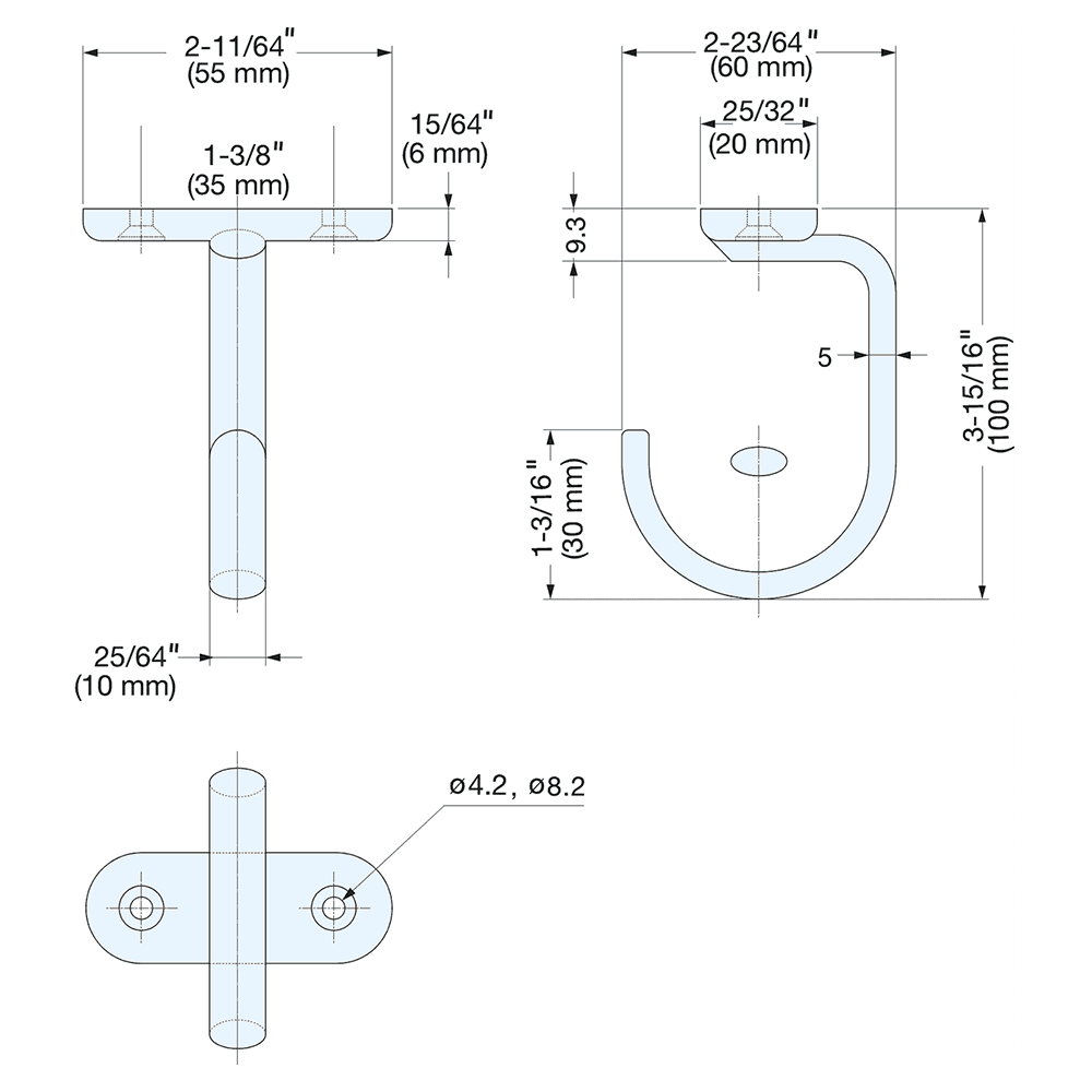3-15/16" Single Hook, Mirror Alt 3 - Image