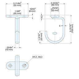 3-15/16" Single Hook, Mirror Alt 3 - Image
