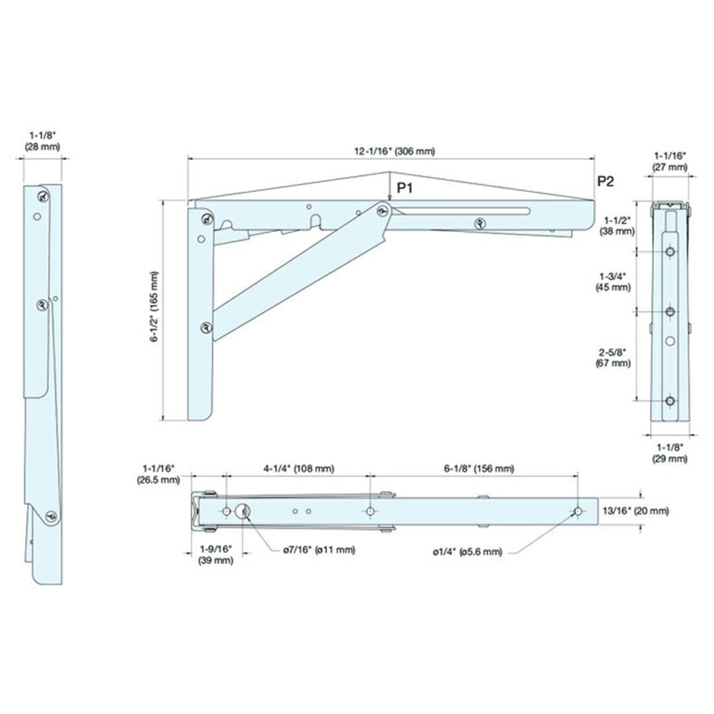 303/EP Folding Bracket with Soft Close, Plain Alt 2 - Image