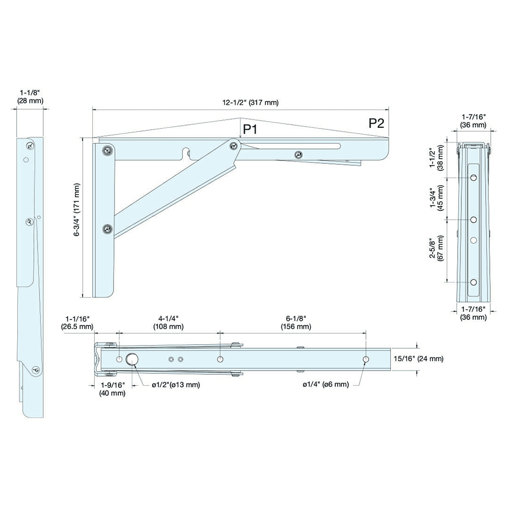 317/EP Folding Bracket, Black Alt 2 - Image