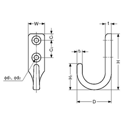 Premium utility hook, mirror finish, 26mm x 40mm from Sugatsune