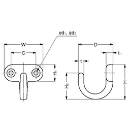 Premium 25mm x 25mm T Hook with Mirror Finish by Sugatsune