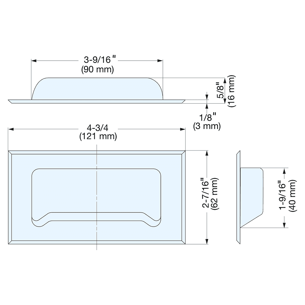 4-3/4" Flush Pull, Satin Alt 4 - Image