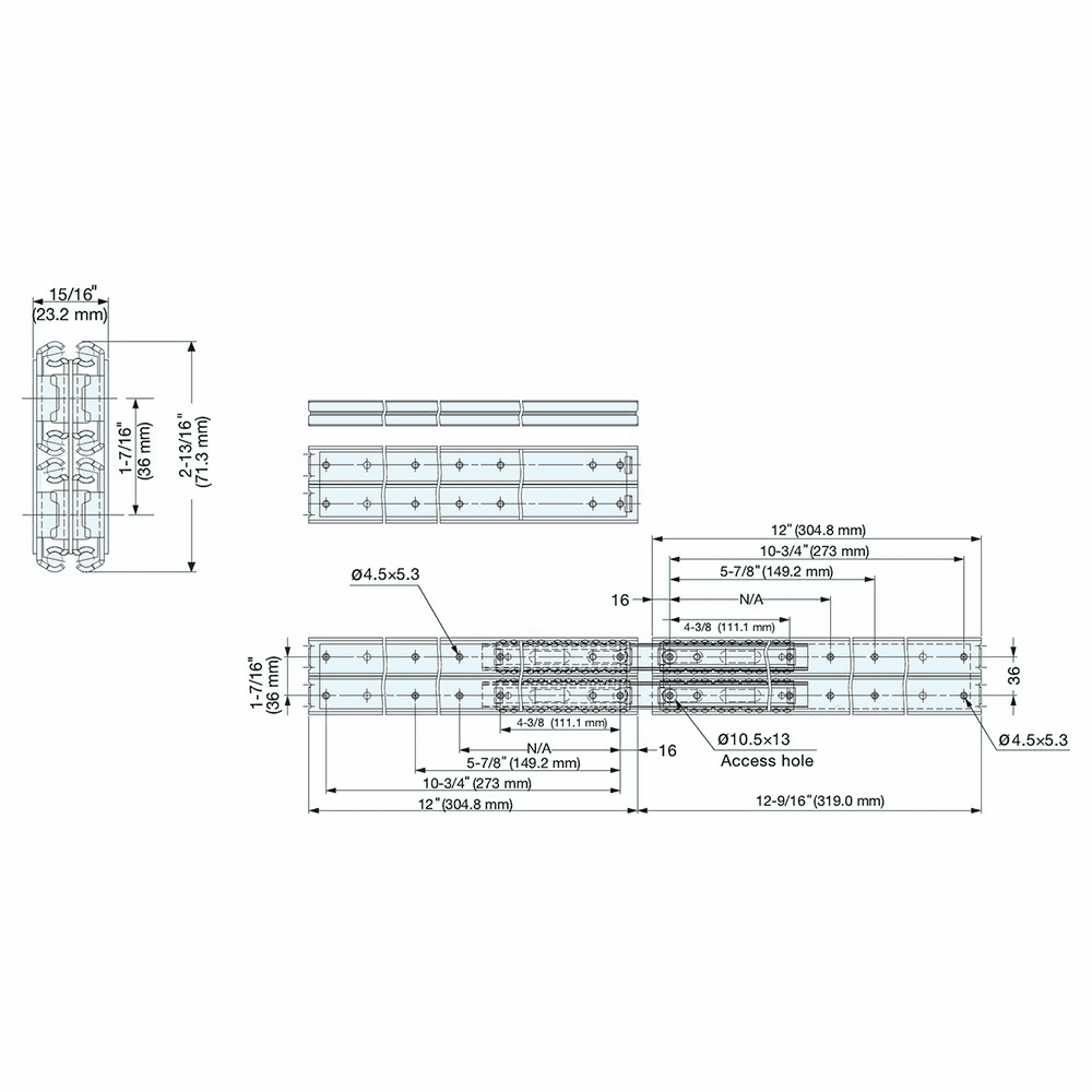 ESR-10 26" Stainless Steel Drawer Slide Alt 1 - Image