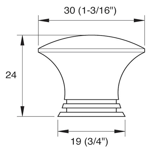 Sugatsune 1-3/16" Stainless Steel Knob in Satin Nickel Finish - Front View