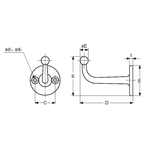 Sugatsune 65mm x 44mm L Hook with Screws, Mirror Finish - NSF approved utility hooks for Food Equipment Industry Standards