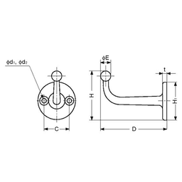 Sugatsune 65mm x 44mm L Hook with Screws, Mirror Finish - NSF approved utility hooks for Food Equipment Industry Standards