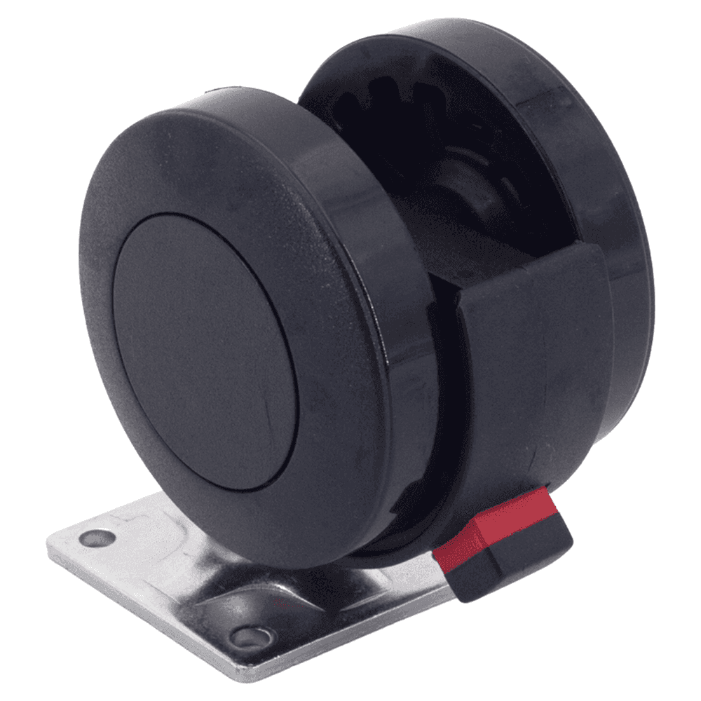 1-13/16" Plate Type Twin Wheel Caster with Break, Black Alt 1 - Image