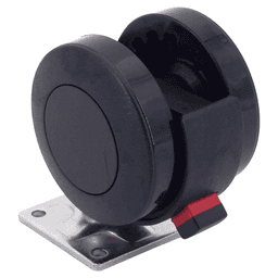 1-13/16" Plate Type Twin Wheel Caster with Break, Black Alt 1 - Image