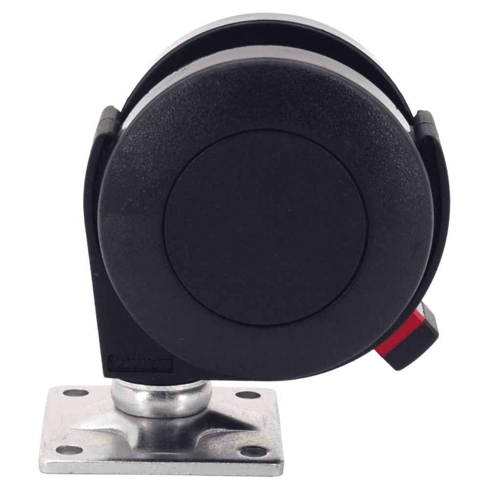 1-13/16" Plate Type Twin Wheel Caster with Break, Black Alt 2 - Image