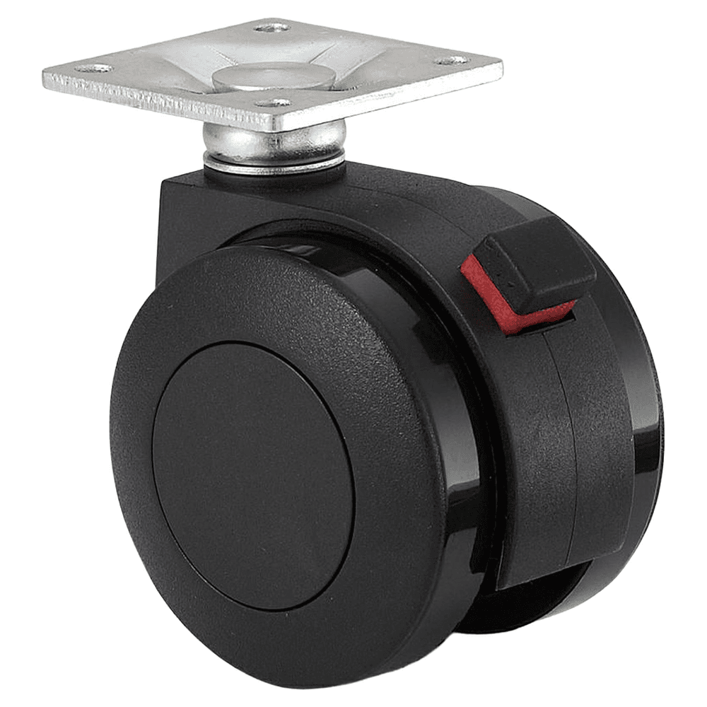 1-13/16" Plate Type Twin Wheel Caster with Break, Black Main - Image