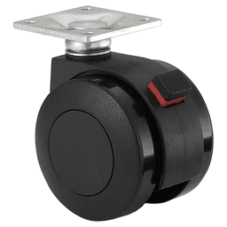 1-13/16" Plate Type Twin Wheel Caster with Break, Black Main - Image
