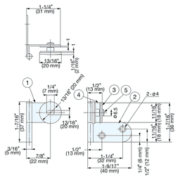 Lift Off Glass Door Hinge with Rounded Plate (Left), Chrome Alt 2 - Image