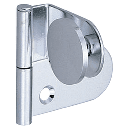 Lift Off Glass Door Hinge with Rounded Plate (Left), Chrome Main - Image