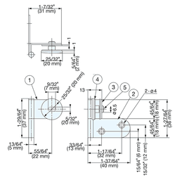 Lift Off Glass Door Hinge with Rounded Plate (Right), Chrome Alt 1 - Image