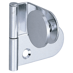 Lift Off Glass Door Hinge with Rounded Plate (Right), Chrome Main - Image