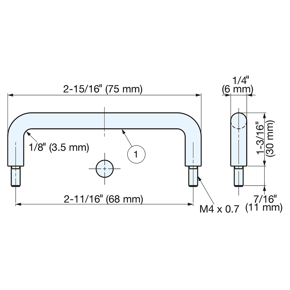 2-11/16" x 1-3/16" Wire Cabinet Pull, Mirror Alt 1 - Image