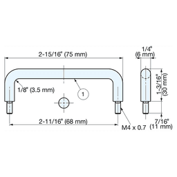 2-11/16" x 1-3/16" Wire Cabinet Pull, Mirror Alt 1 - Image