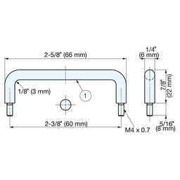 2-3/8" x 1-3/16" Wire Cabinet Pull, Mirror Alt 3 - Image