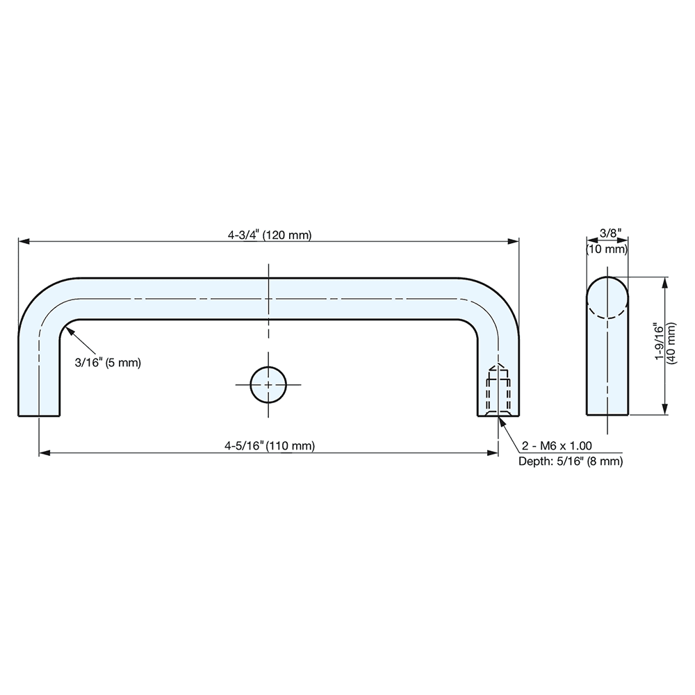 4-5/16" x 7/8" Wire Cabinet Pull, Mirror Alt 1 - Image