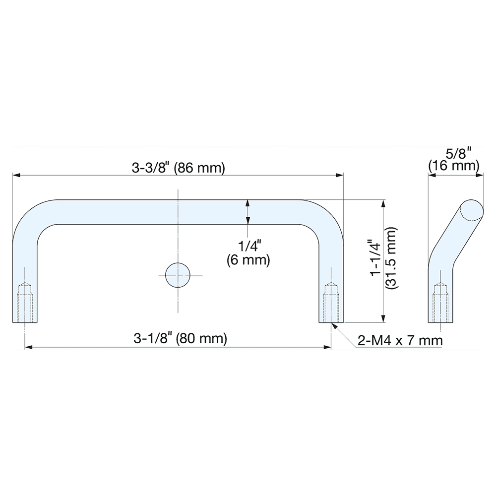 3-1/8" Cabinet Handle Pull, Polished Alt 1 - Image