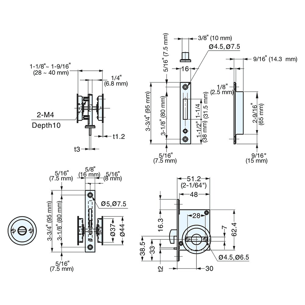 Sliding Door Latch with Indicator Lever, Satin Alt 2 - Image
