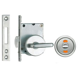 Sliding Door Latch with Indicator Lever, Satin Main - Image