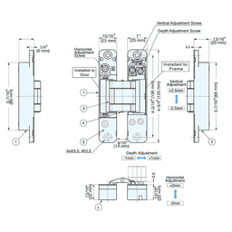 HES3D 3-Way Adjustable Concealed Hinge, Dull Chrome Alt 9 - Image