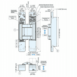 HES3D-E190 3-Way Adjustable Concealed Hinge with UL Rated, Polished Nickel Alt 15 - Image