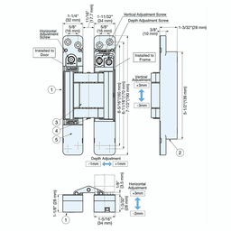 HES3D-E190 3-Way Adjustable Concealed Hinge with UL Rated, White Alt 14 - Image