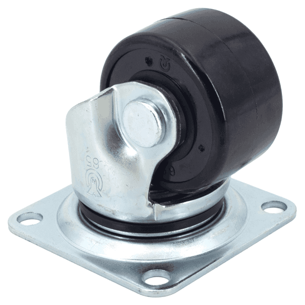 3-9/16" x 3-5/8" Low Profile Heavy Duty Caster with Bearing, Clear Zinc Chromate Alt 1 - Image