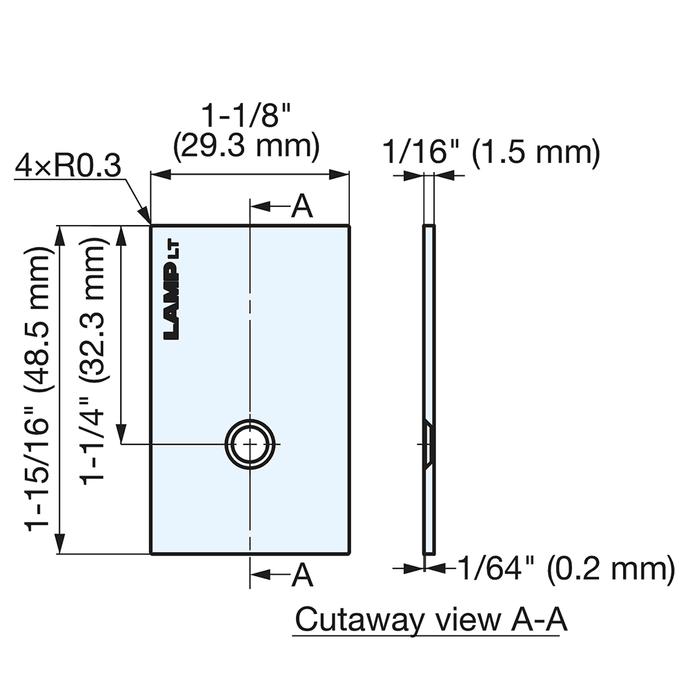 1-3/16" x 1-15/16" Square Cover Plate for HGS3D, Plain Alt 1 - Image