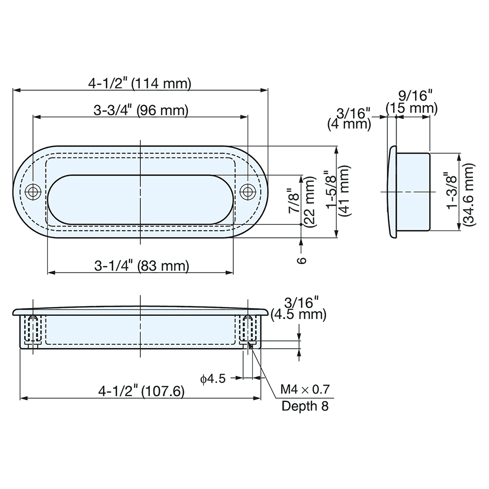 HH-D 3-3/4" Flush Pull, Mirror Alt 3 - Image
