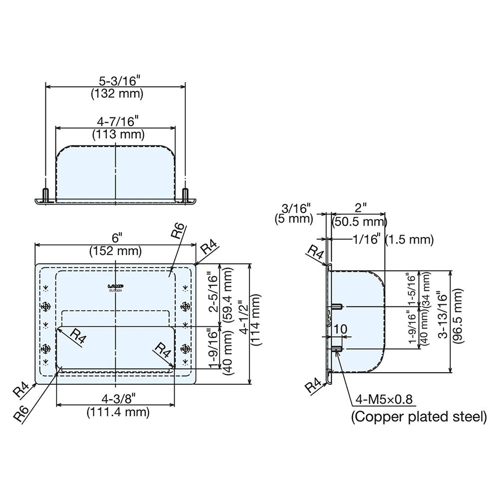 6" Cabinet Recessed Flush Pull, Satin Alt 1 - Image