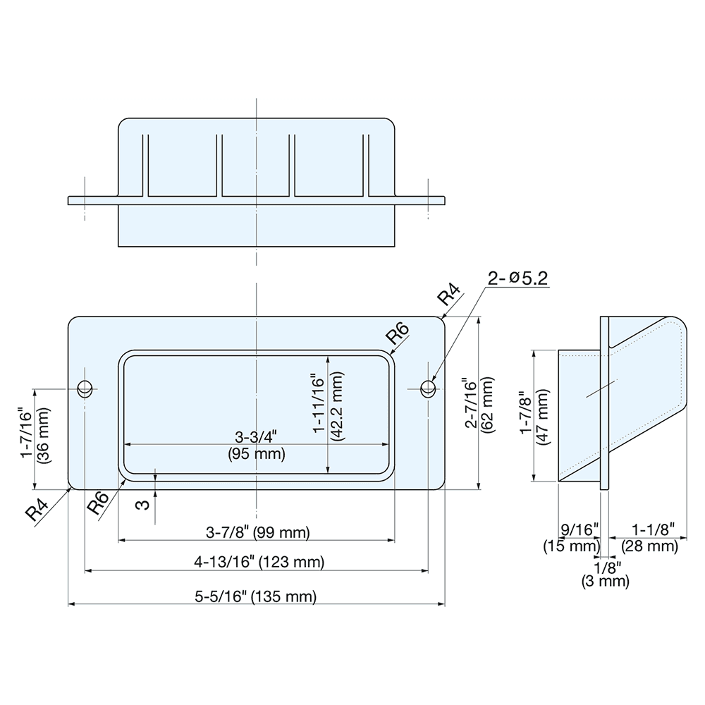 5-5/16" Cabinet Recessed Flush Pull, Black Alt 5 - Image