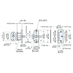 3-3/8" Sliding Door Latch with Indicator Lever, Satin Alt 6 - Image