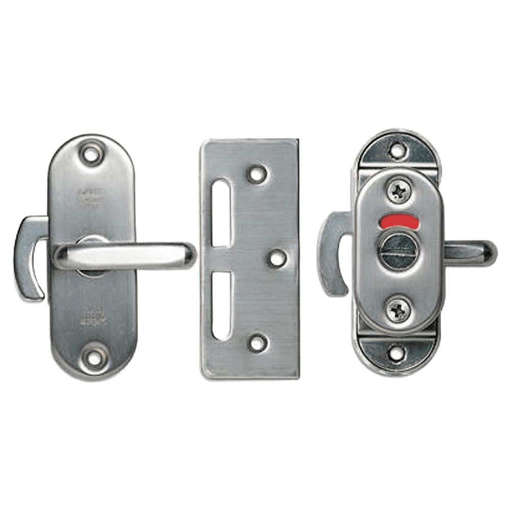 3-3/8" Sliding Door Latch with Indicator Lever, Satin Main - Image