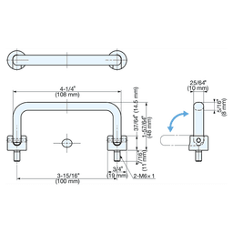 3-15/16" Folding Cabinet Handle Pull, Mirror Alt 5 - Image
