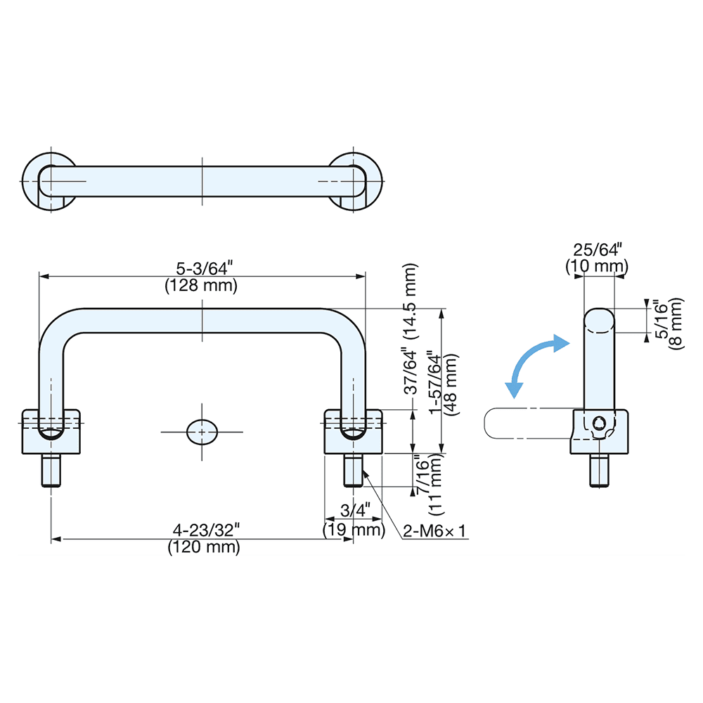 4-3/4" Folding Cabinet Handle Pull, Mirror Alt 5 - Image