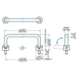 4-3/4" Folding Cabinet Handle Pull, Mirror Alt 5 - Image