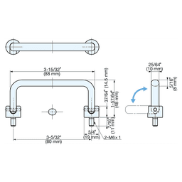 3-1/8" Folding Cabinet Handle Pull, Mirror Alt 6 - Image