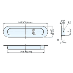 5-7/8" Recessed Flush Pull, Satin Alt 4 - Image