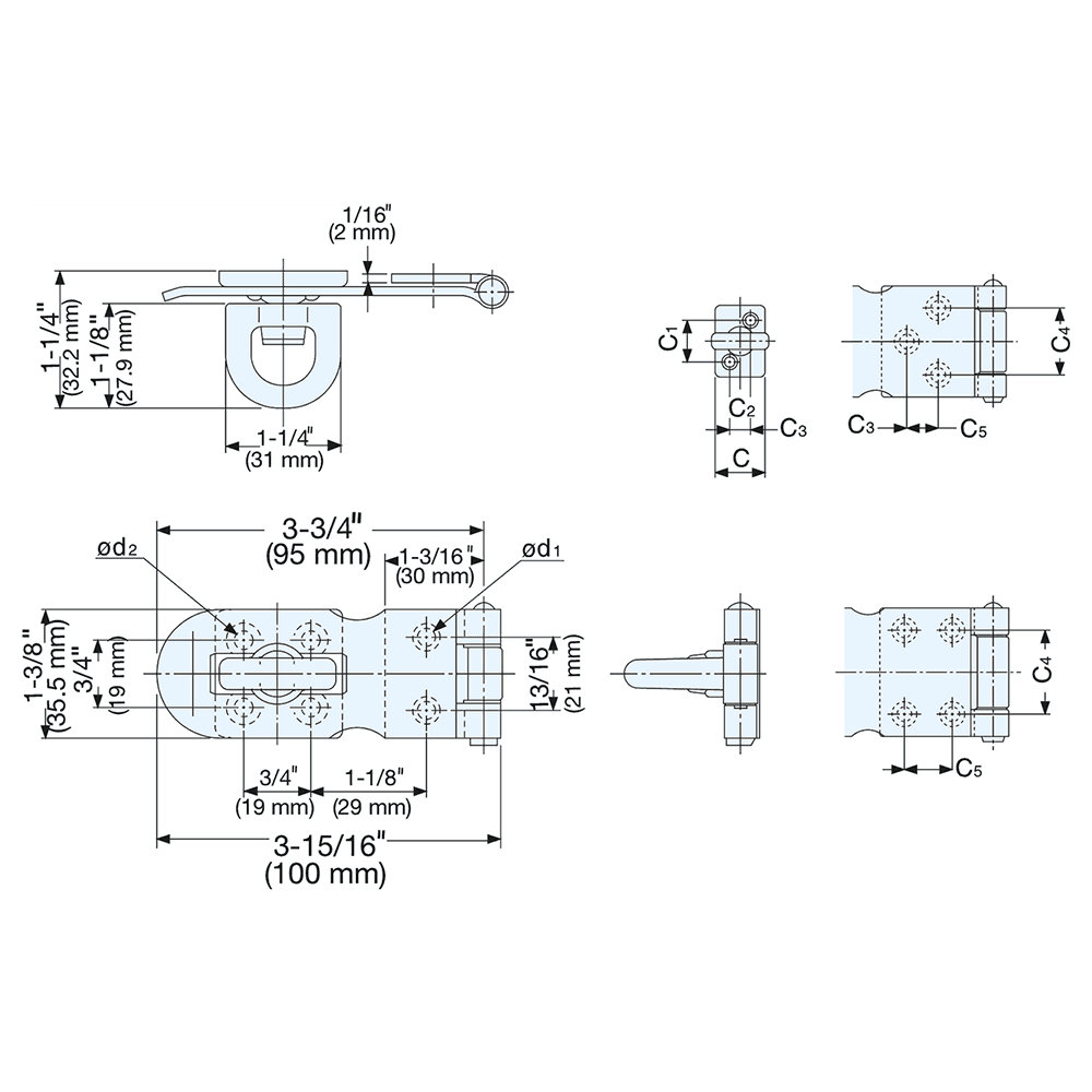 3-15/16" Screw-On Flathead Hasp, Polished Alt 2 - Image