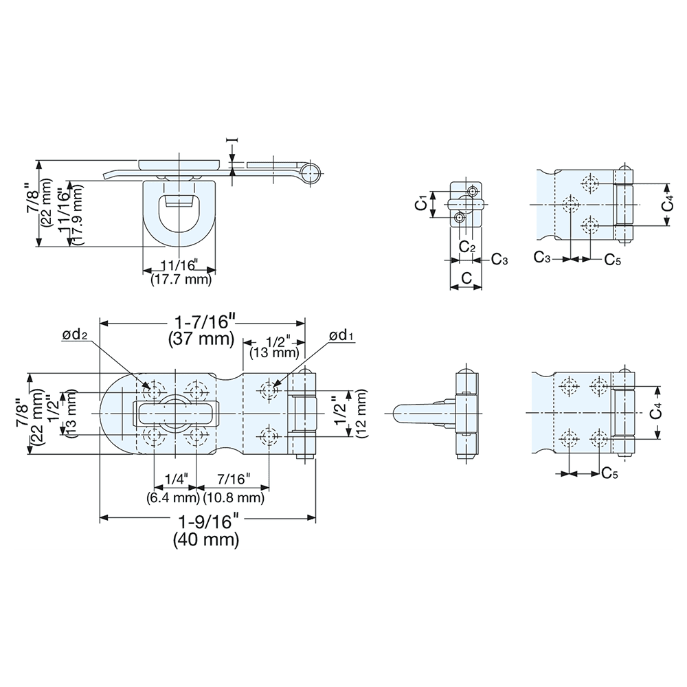 1-5/8" Screw-On Flathead Hasp, Polished Alt 2 - Image