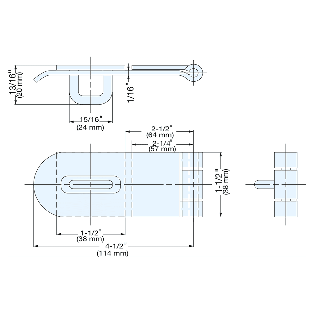 4-1/2" Hasp Weld-On, Electro Polished Alt 1 - Image