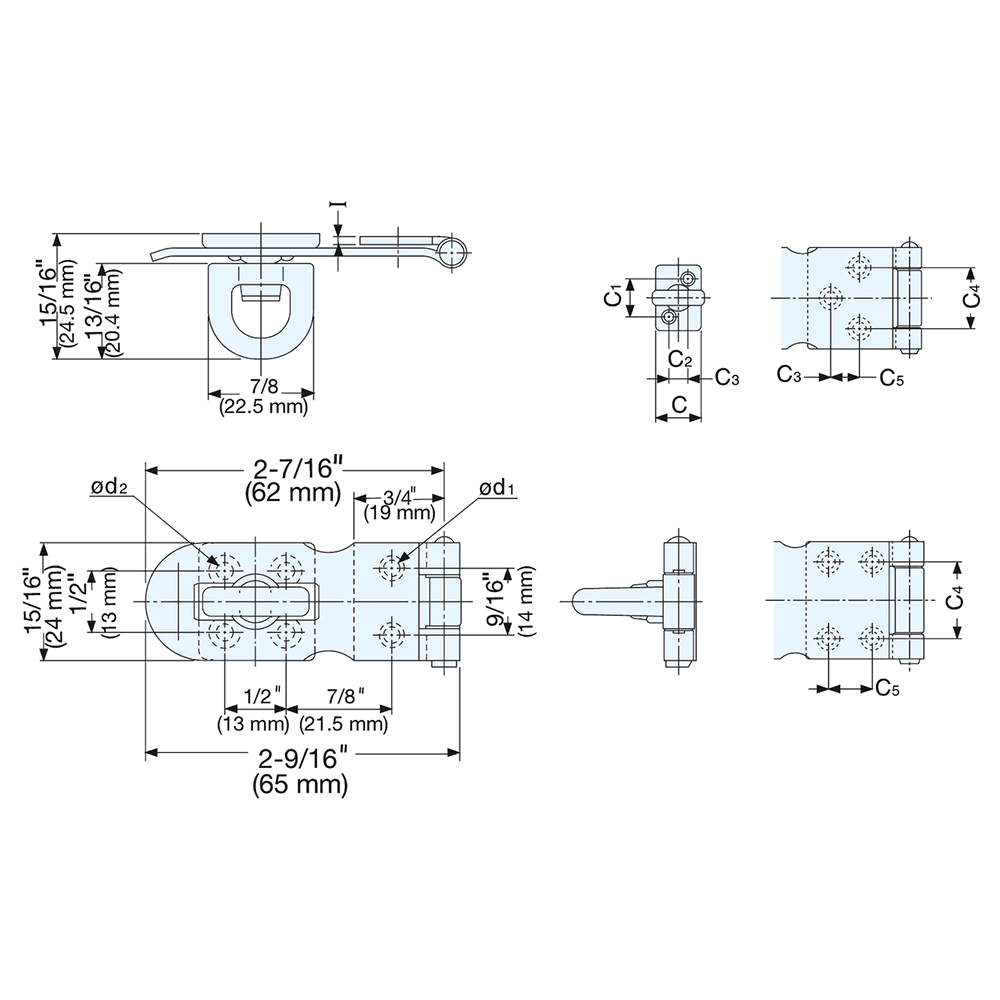 2-9/16" Screw-On Flathead Hasp, Polished Alt 3 - Image