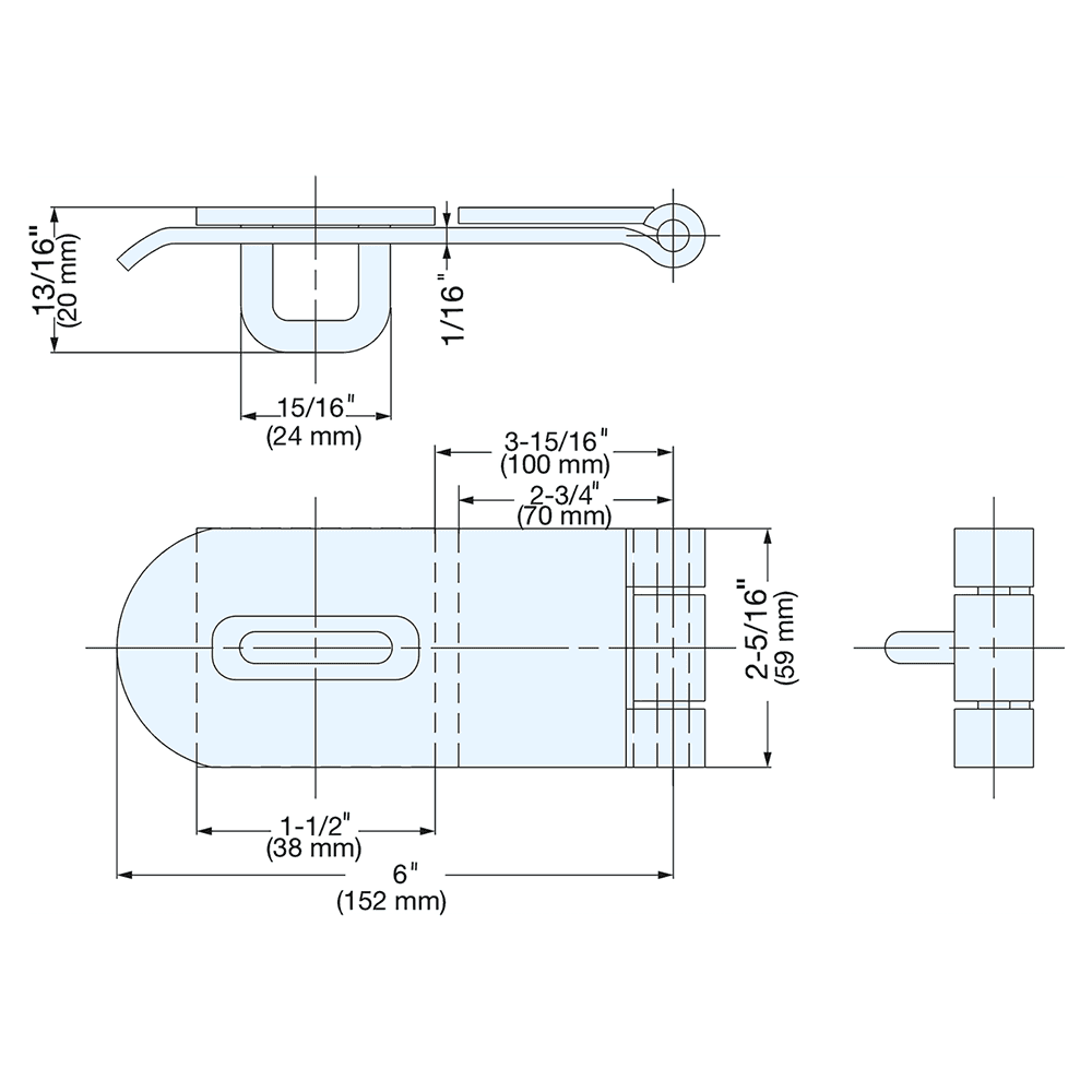 6" Hasp Weld-On, Electro Polished Alt 6 - Image