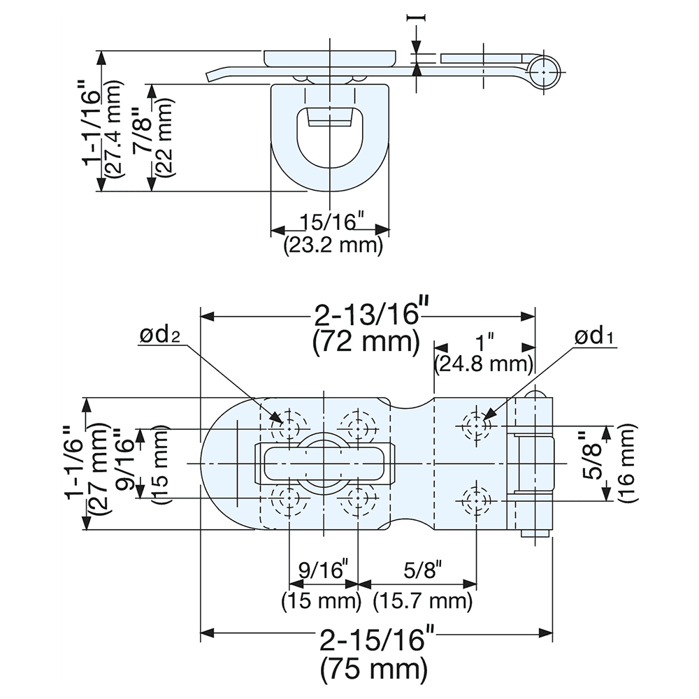 2-61/64" Screw-On Flathead Hasp, Polished Alt 5 - Image