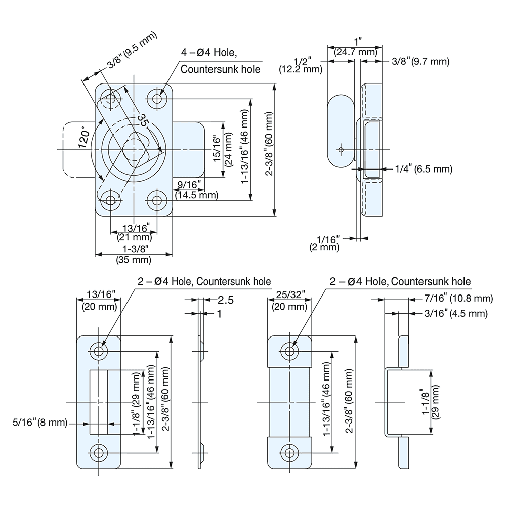 1-3/8" Lever Bolt, Satin Alt 6 - Image