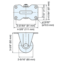 4-3/8" Low Profile Heavy Duty Caster, Clear Zinc Chromate Alt 4 - Image